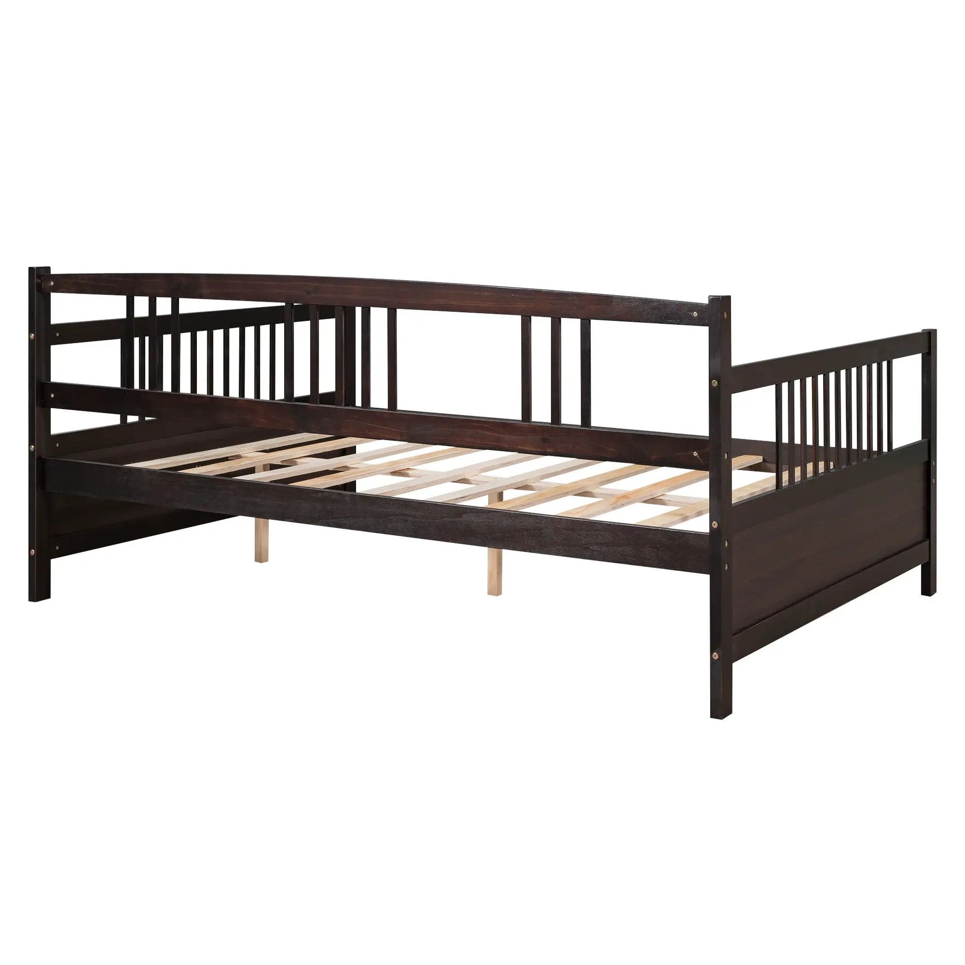 Multifunctional daybed frame in dark wood with slatted sides by Unique Piece Furniture on Tampa Home & Garden Store