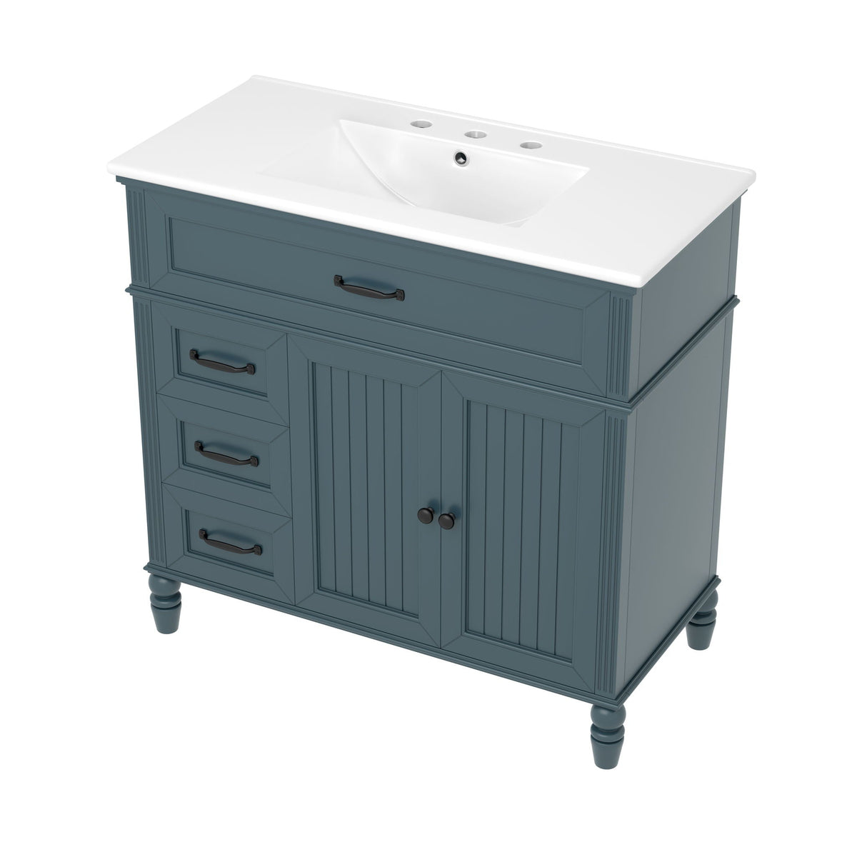 Bathroom vanity with sink and drawers in blue-gray solid wood by HouseOfZazla on Tampa Home & Garden Store