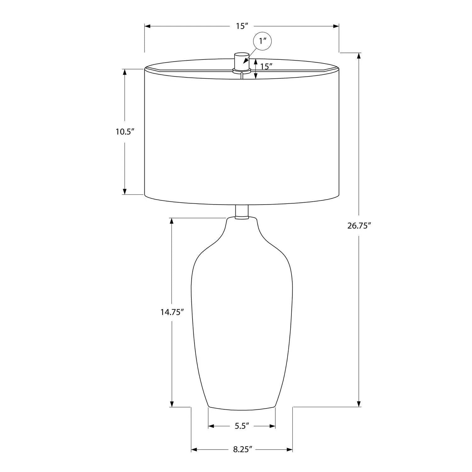 Table lamp schematic in gray ceramic resin, contemporary style; height 26.75 in, shade 15 in on Tampa Home & Garden Store