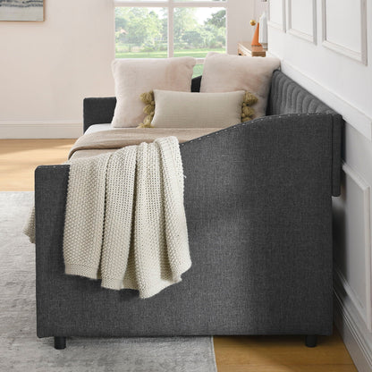 Upholstered Tufted Daybed with Storage Drawers