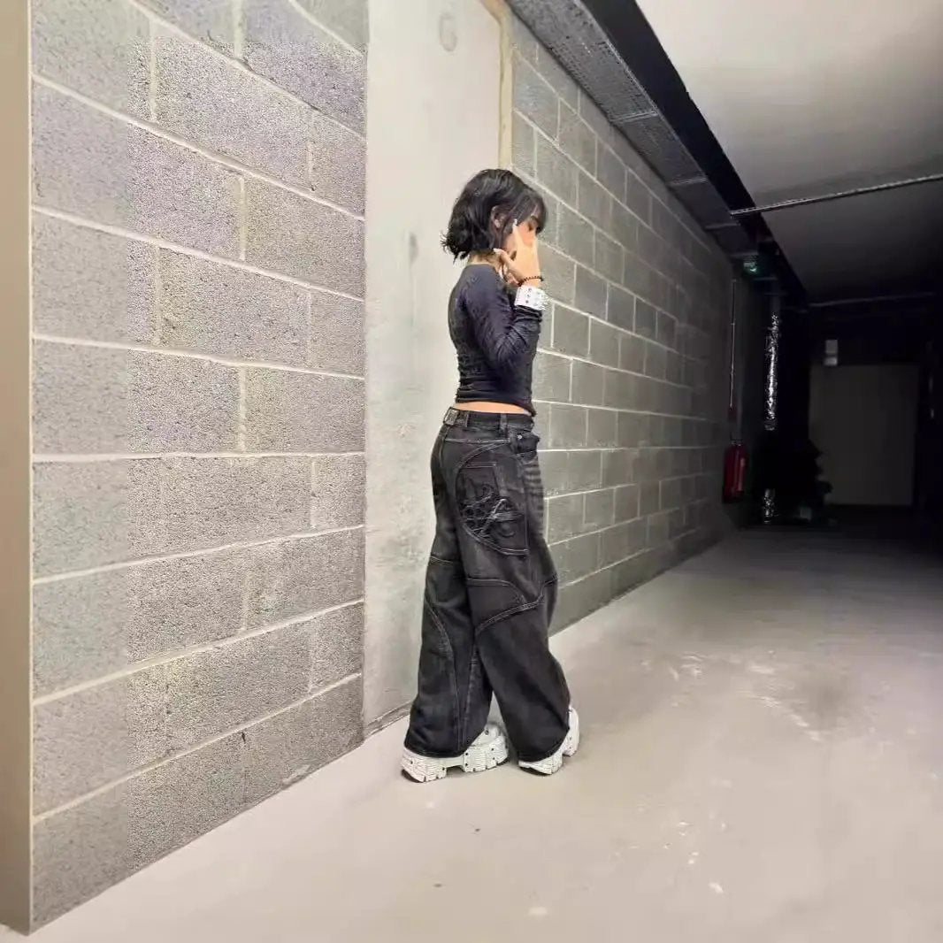 High Street Washed Distressed Black and Gray Straight Jeans FLIPSTYLEZLLC, cargo pockets on Tampa Home & Garden Store