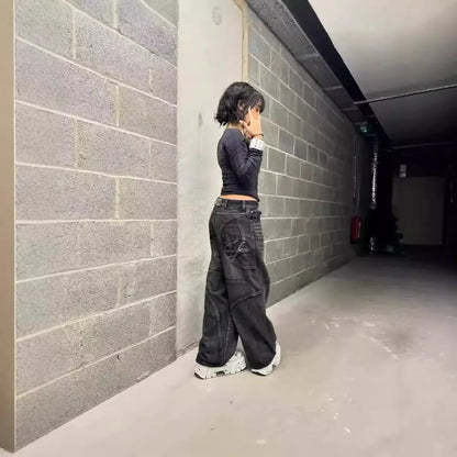 High Street Washed Distressed Black and Gray Straight Jeans FLIPSTYLEZLLC, cargo pockets on Tampa Home & Garden Store