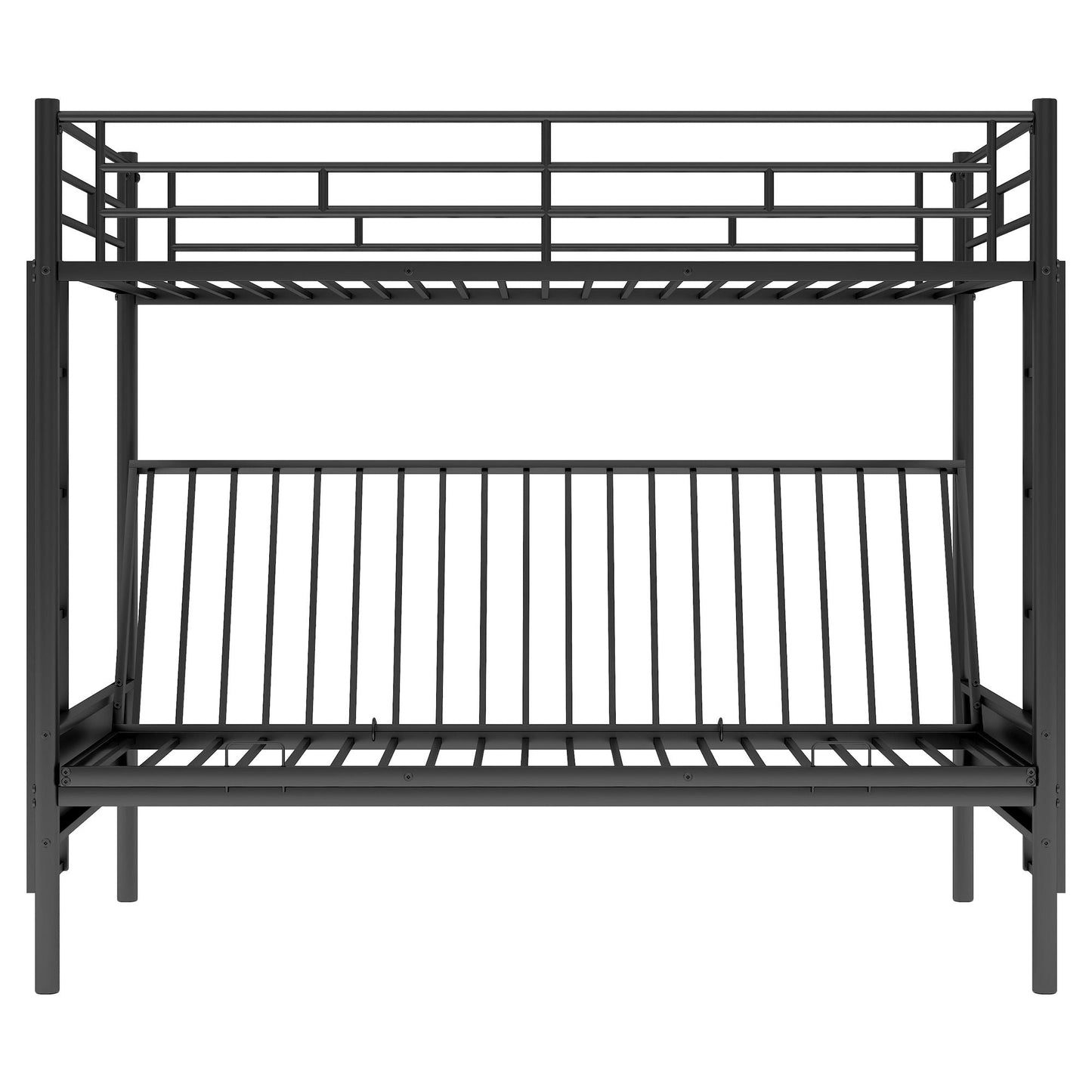Twin over full bunk bed frame in black metal with safety rails by HouseOfZazla on Tampa Home & Garden Store