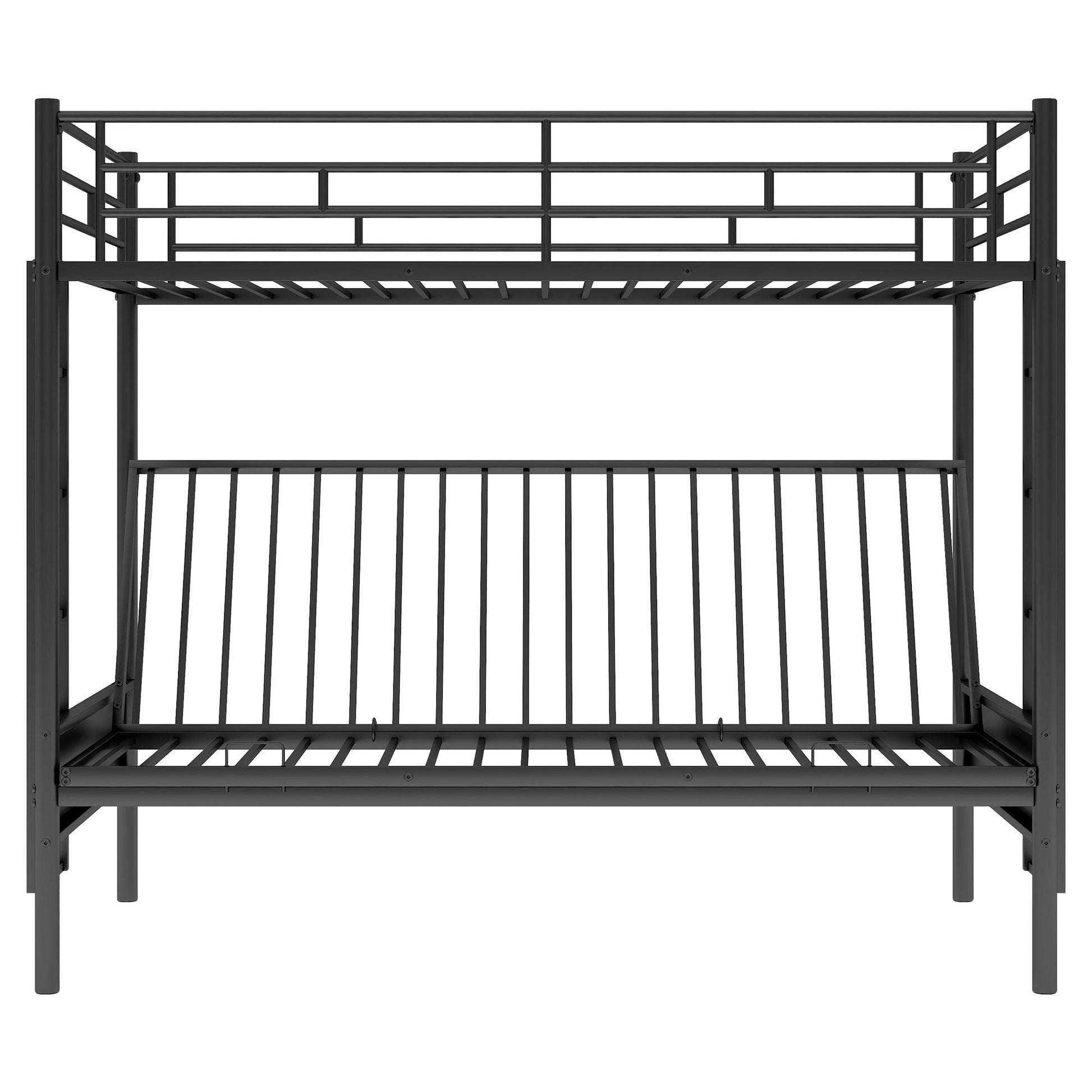 Twin over full bunk bed frame in black metal with safety rails by HouseOfZazla on Tampa Home & Garden Store