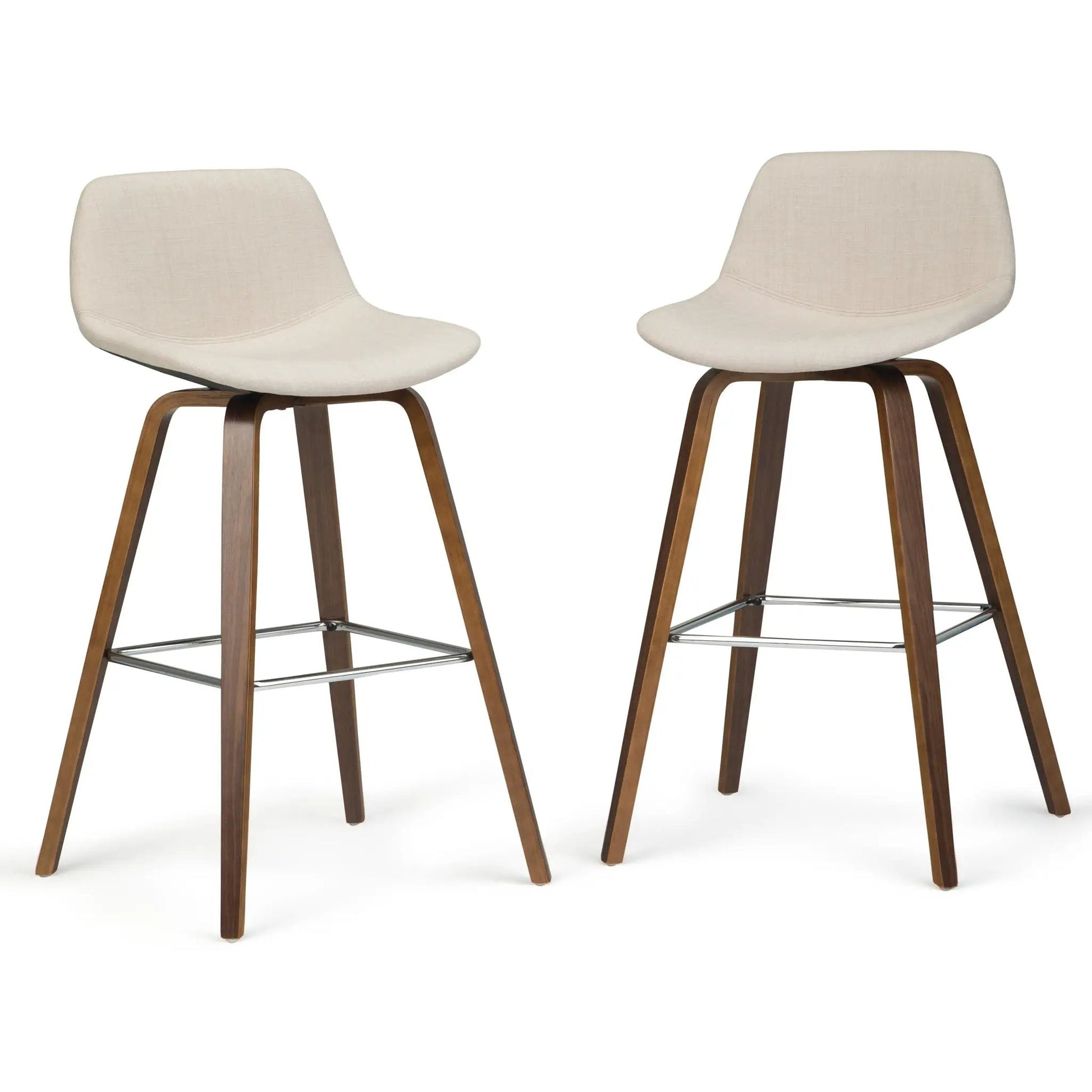 Randolph Bentwood counter height stools set of 2, beige fabric seat, curved back, wood legs on Tampa Home & Garden Store