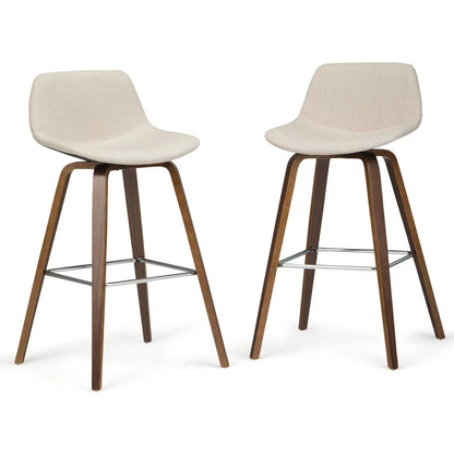 Randolph Bentwood counter height stools set of 2, beige fabric seat, curved back, wood legs on Tampa Home & Garden Store