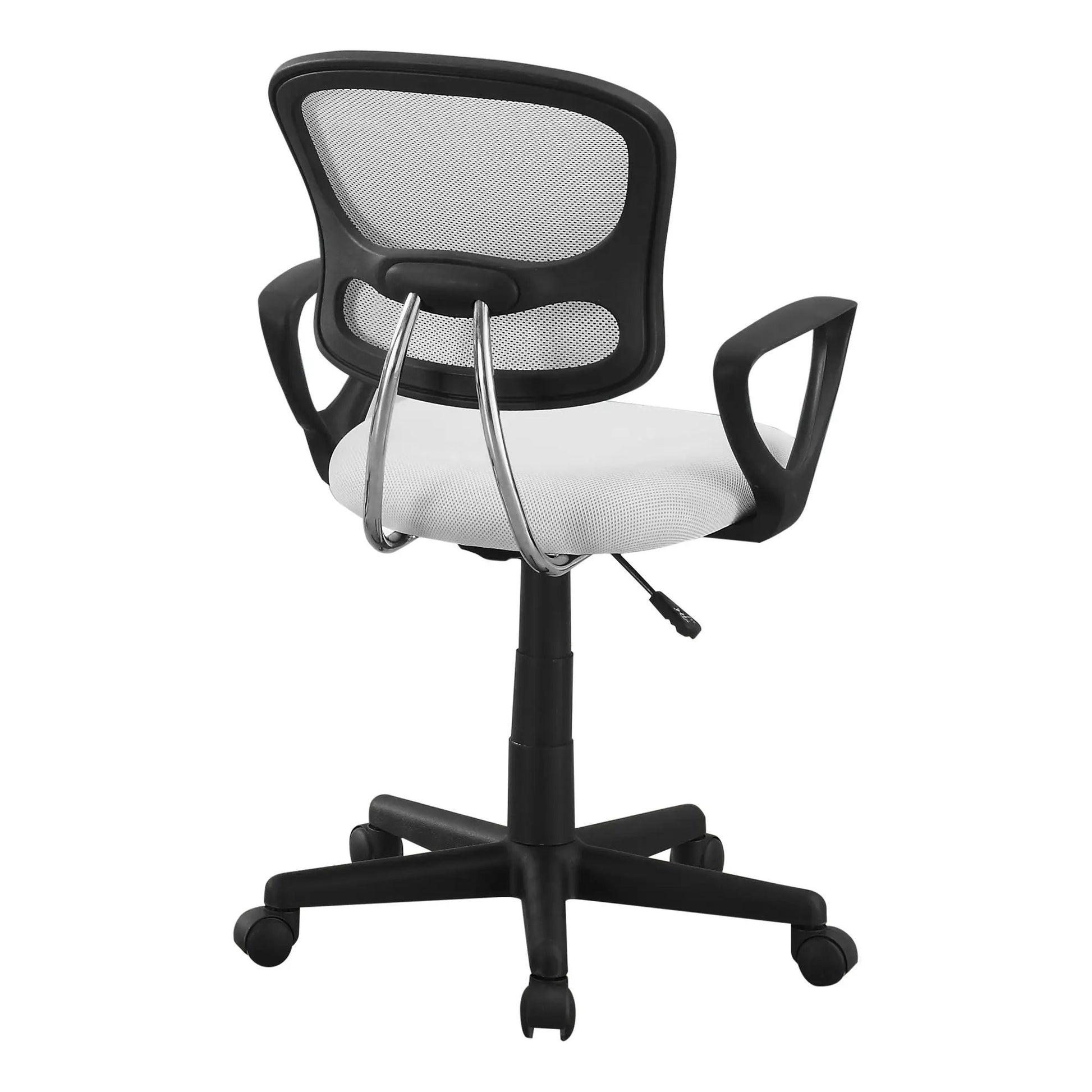 Office chair with black frame, white seat and mesh back, adjustable height and swivel on Tampa Home & Garden Store