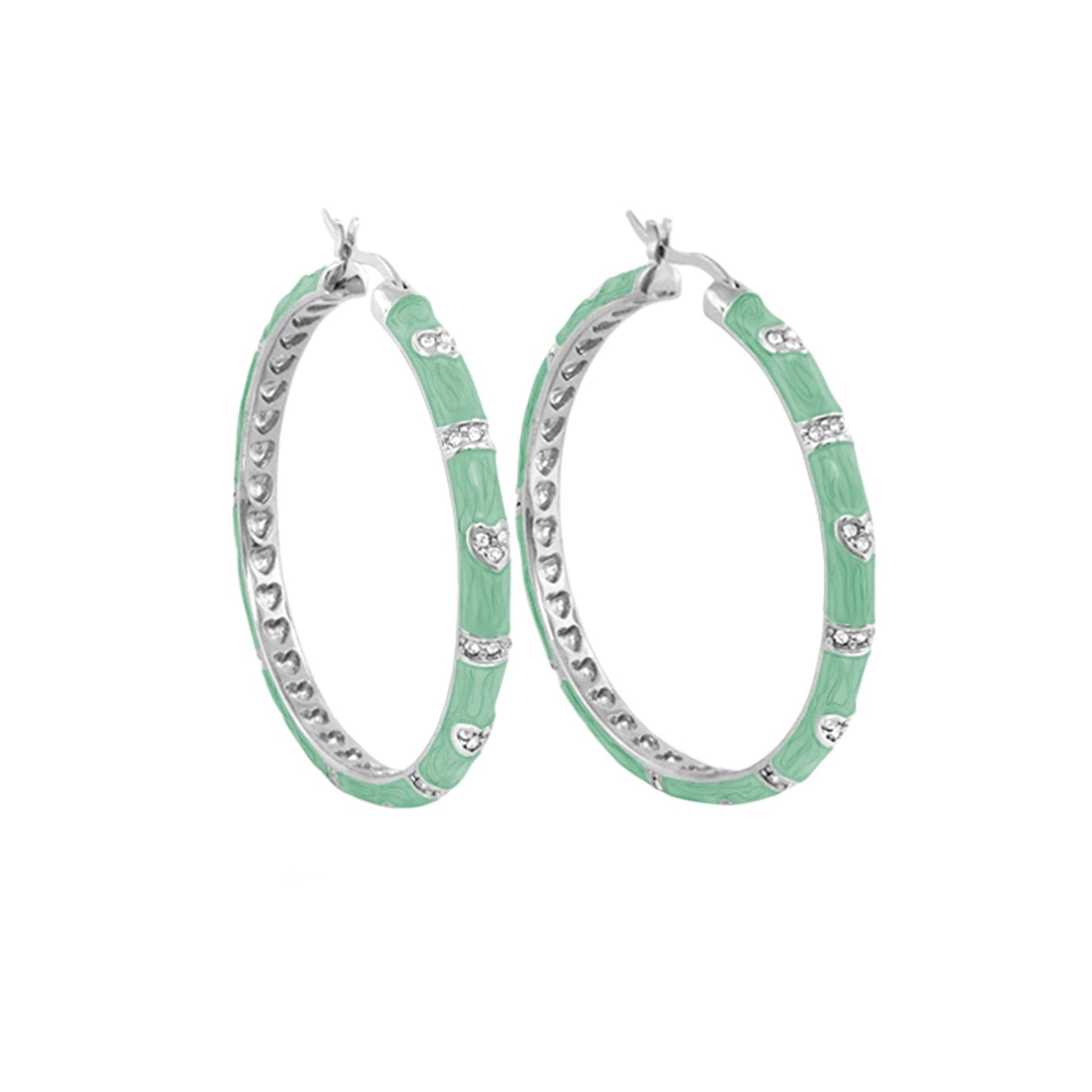 Pave Love Earrings pair mint green enamel with pave heart accents by Lauren G Adams on Tampa Home & Garden Store