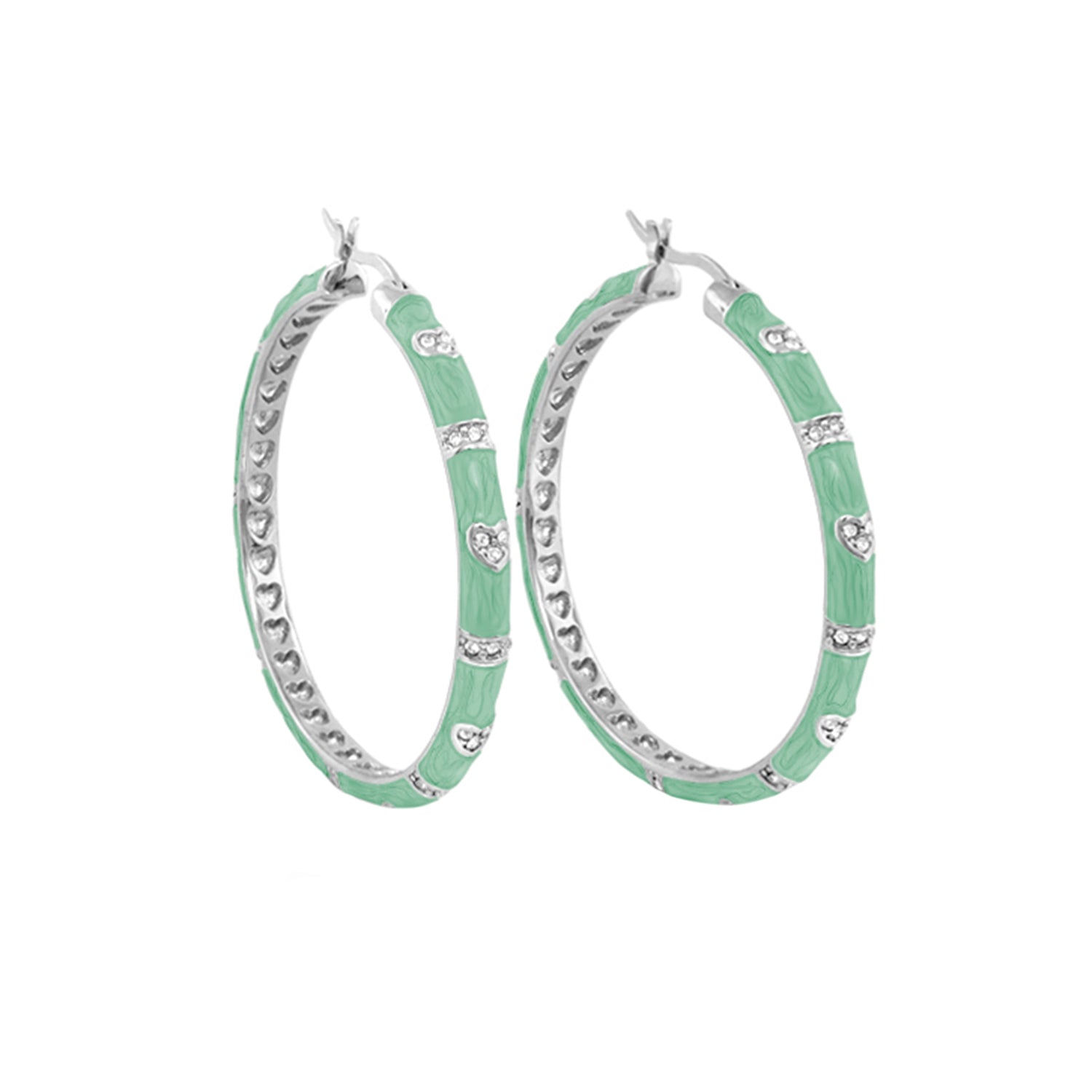 Pave Love Earrings pair mint green enamel with pave heart accents by Lauren G Adams on Tampa Home & Garden Store