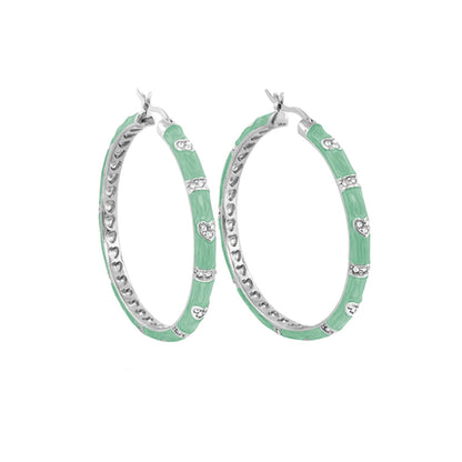 Pave Love Earrings pair mint green enamel with pave heart accents by Lauren G Adams on Tampa Home & Garden Store