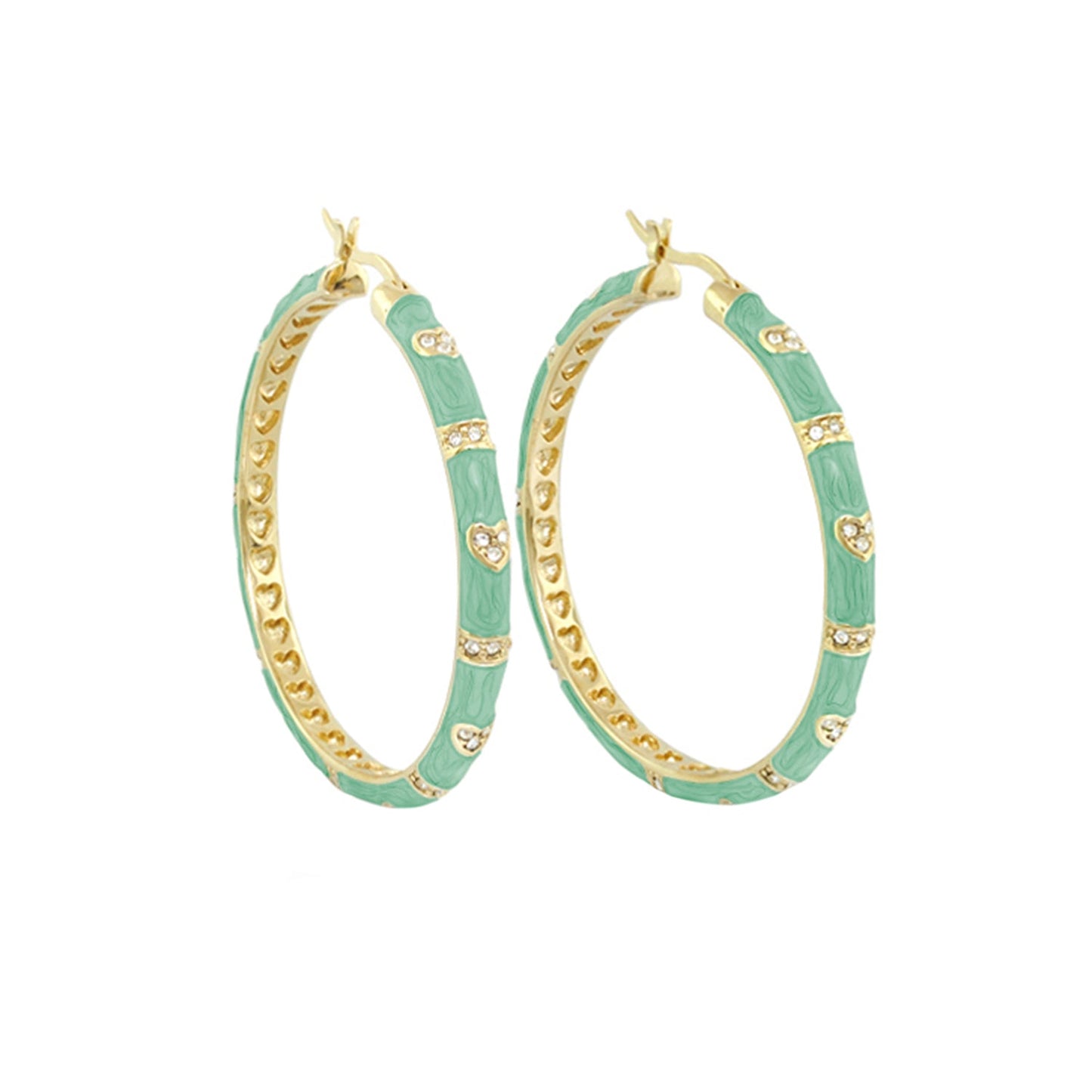 Pave Love Earrings turquoise enamel gold-tone pave crystals by Lauren G Adams, 2 hoops on Tampa Home & Garden Store