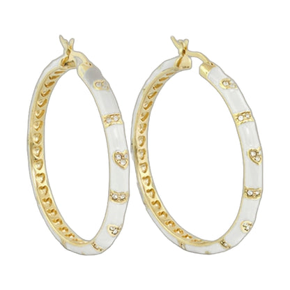 Pave Love Earrings, Lauren G Adams gold-tone hoops with white enamel pave crystals, 2 hoops on Tampa Home & Garden Store