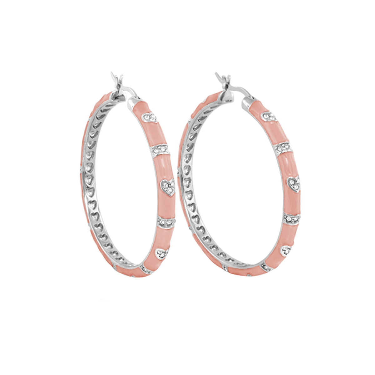 Pave Love Earrings hoop pair in pink enamel with pave silver accents by Lauren G Adams on Tampa Home & Garden Store