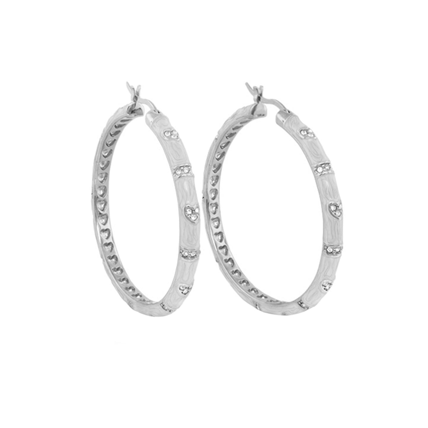 Pave Love Earrings: silver-tone hoop earrings with pavé accents, Lauren G Adams collection on Tampa Home & Garden Store