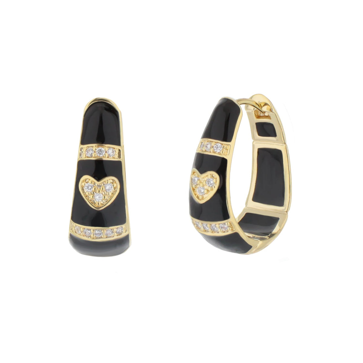 White Enamel Hoop Earrings with Rhodium and CZ