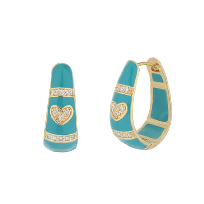 White Enamel Hoop Earrings with Rhodium and CZ