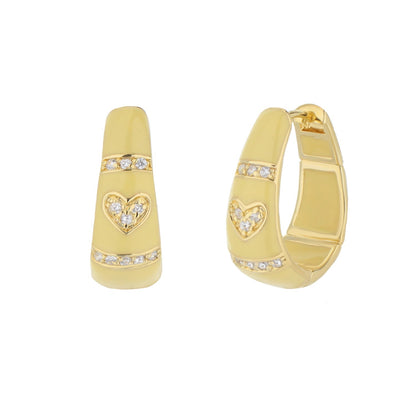 White Enamel Hoop Earrings with Rhodium and CZ