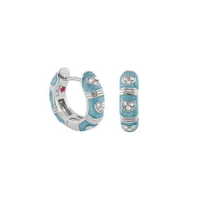 Pave Love Earrings enamel turquoise huggie hoops with pavé heart crystals Lauren G Adams LG on Tampa Home & Garden Store