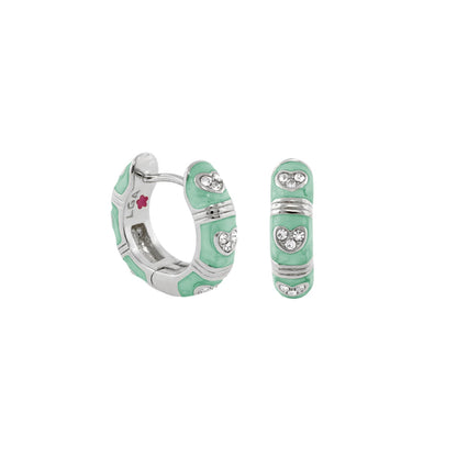 Pave Love Enamel Huggie Earrings pair mint green with pave hearts by Lauren G Adams on Tampa Home & Garden Store