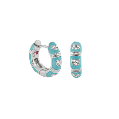 Pave Love Earrings turquoise enamel huggie with crystal hearts, Lauren G Adams jewelry, 2 pcs on Tampa Home & Garden Store
