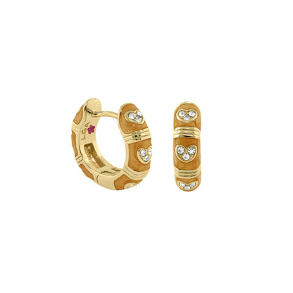 Pave Love Earrings Enamel Huggie gold pair with diamond-heart accents by Lauren G Adams on Tampa Home & Garden Store