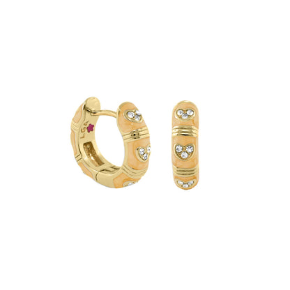 Pave Love enamel huggie earrings peach enamel and crystal accents Lauren G Adams on Tampa Home & Garden Store