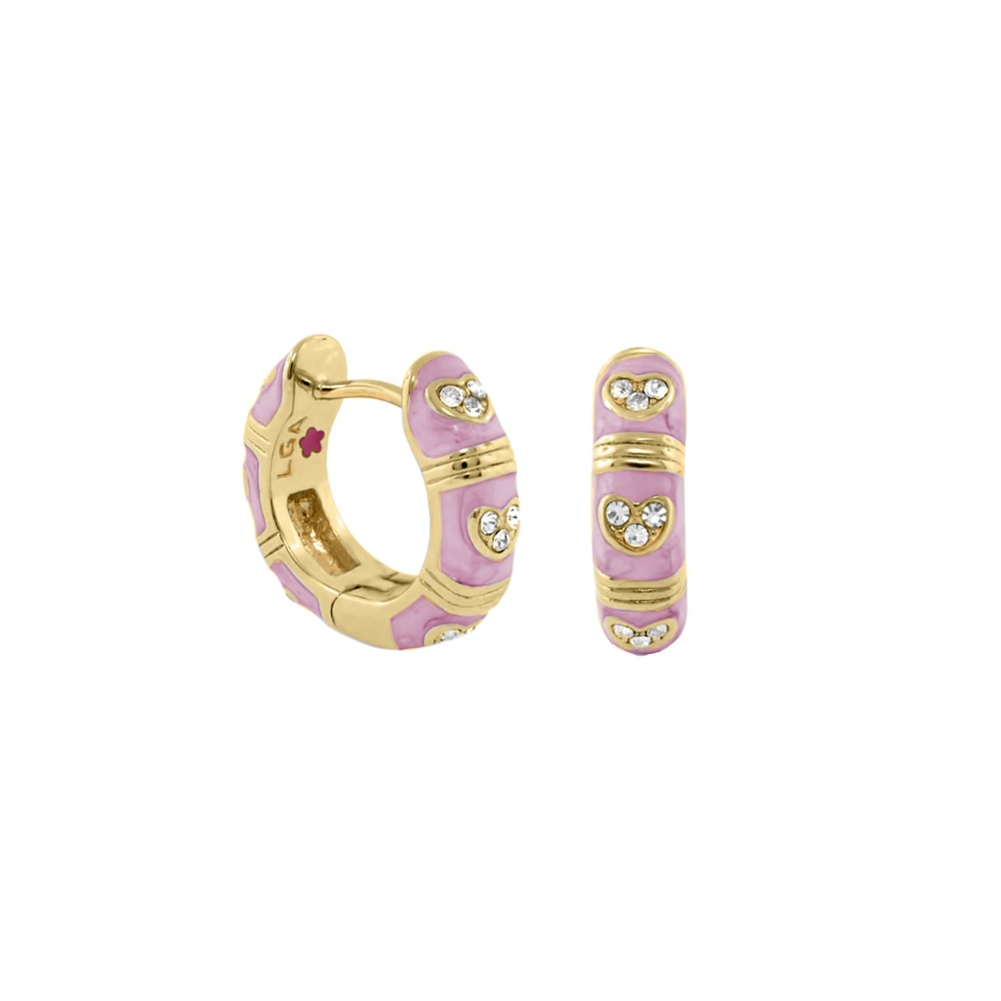 Pave Love enamel huggie earrings pink enamel with diamond hearts by Lauren G Adams on Tampa Home & Garden Store
