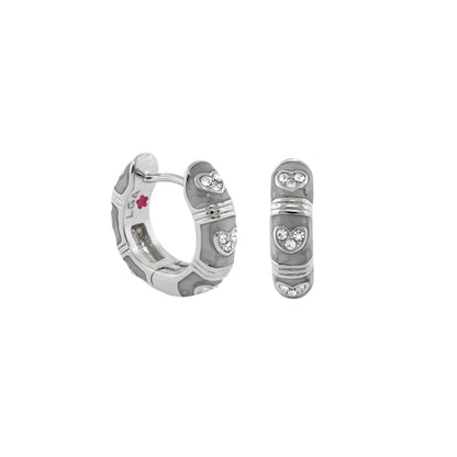 Pave Love Enamel Huggie Earrings by Lauren G Adams, hoops with enamel and heart pavé crystals on Tampa Home & Garden Store