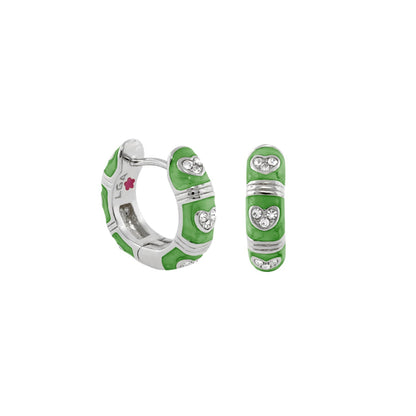 Pave Love enamel green huggie earrings pair with crystal heart accents by Lauren G Adams on Tampa Home & Garden Store