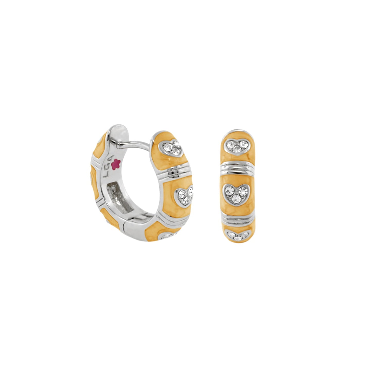 Pave Love Earrings enamel huggie pair in yellow with crystal heart accents by Lauren G Adams on Tampa Home & Garden Store
