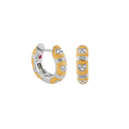 Pave Love Earrings enamel huggie pair in yellow with crystal heart accents by Lauren G Adams on Tampa Home & Garden Store