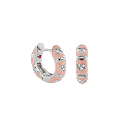 Lauren G Adams Pave Love peach enamel huggie earrings with pavé heart accents, 2-piece set on Tampa Home & Garden Store
