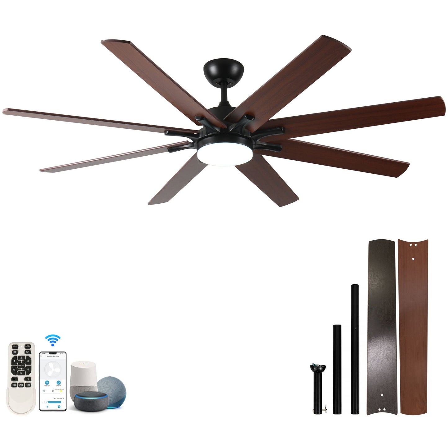 Indoor Outdoor Ceiling Fan With Remote and Light