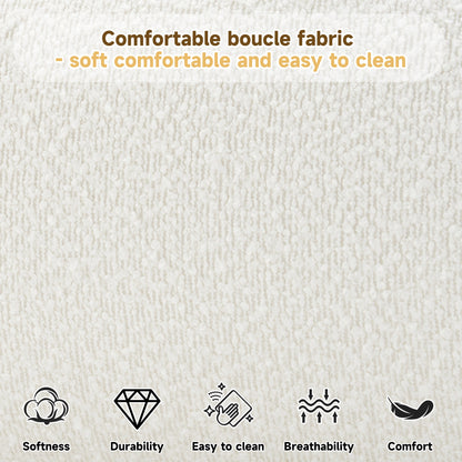 Cream style fabric upholstered bed banner with boucle texture by HouseOfZazla on Tampa Home & Garden Store