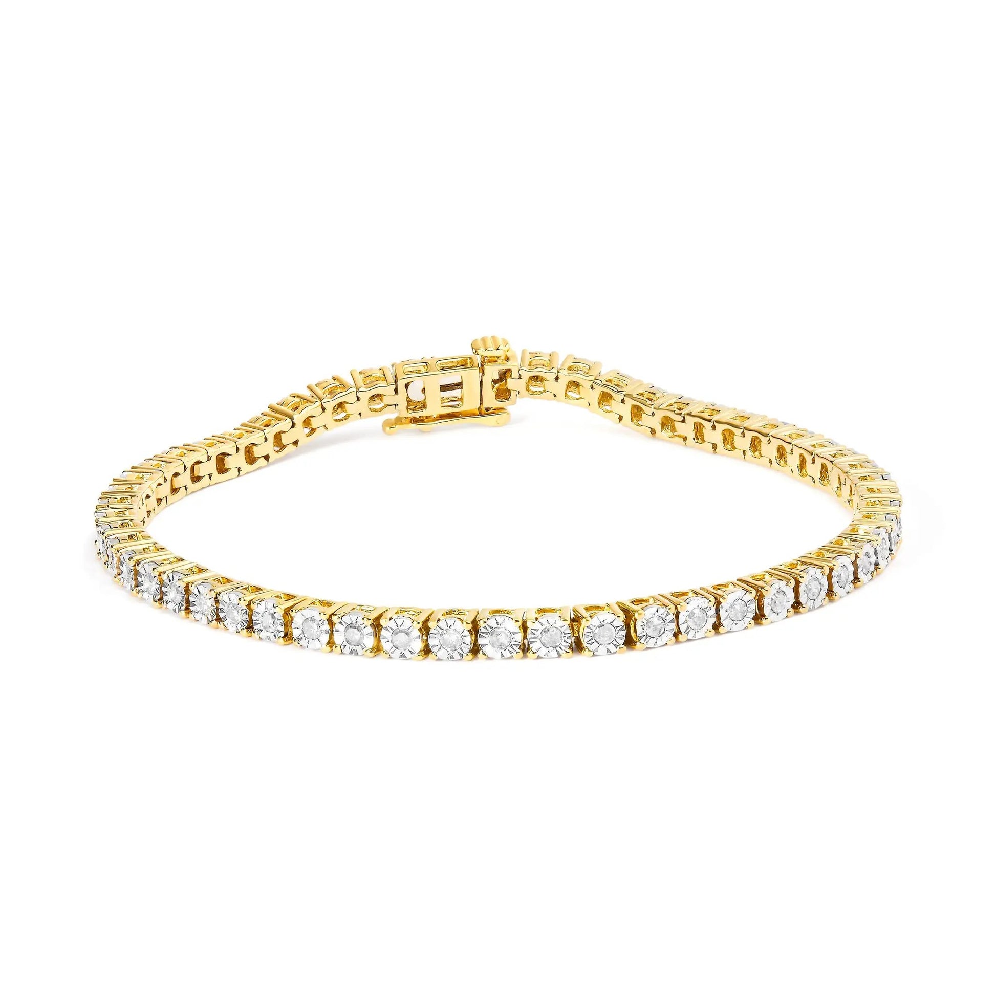 Bracelet with bezel-set diamonds in gold-tone, 1.0 Cttw, 7-inch length, Bids.com on Tampa Home & Garden Store