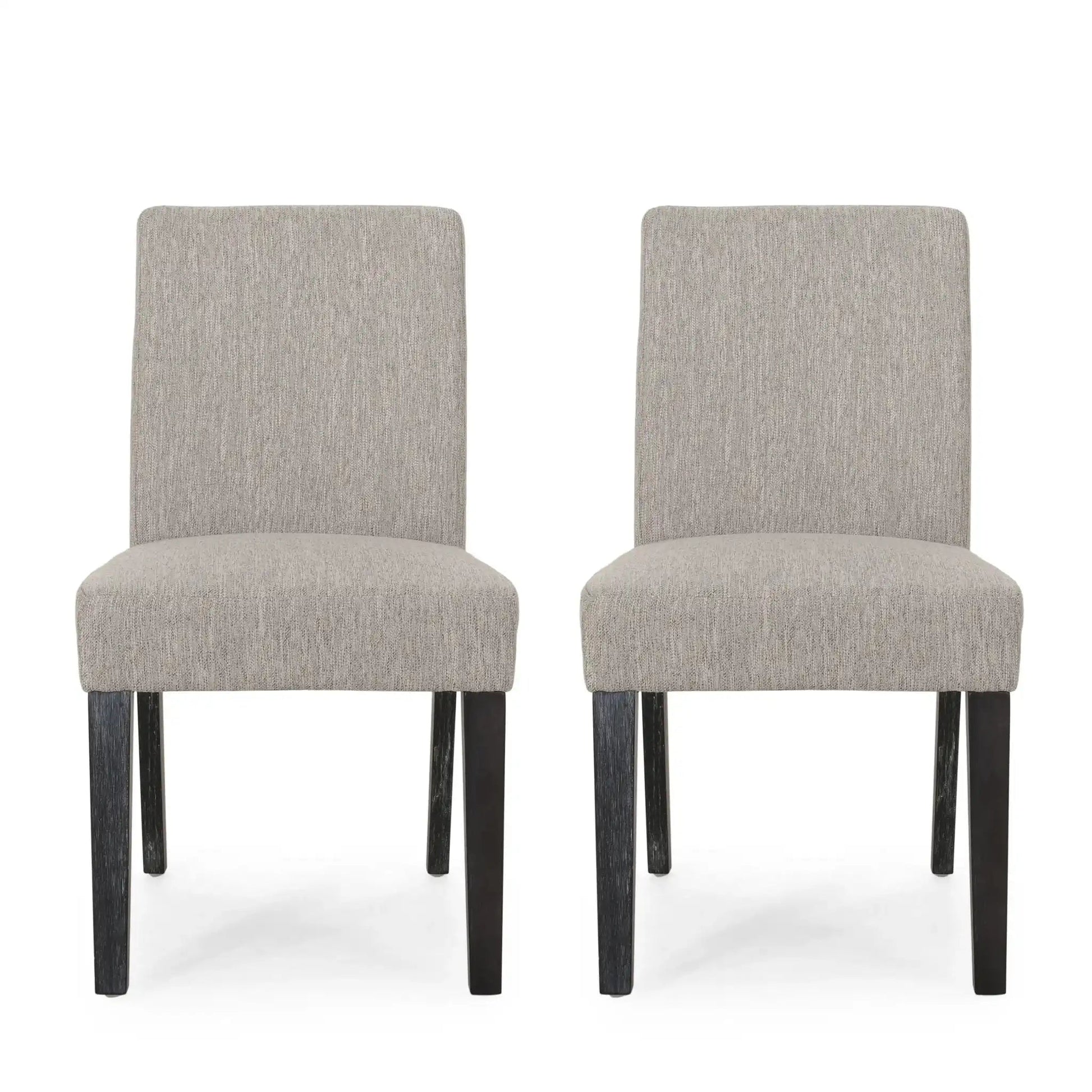 Contemporary dining chair with beige upholstered seating and tapered dark legs, set of 2 on Tampa Home & Garden Store
