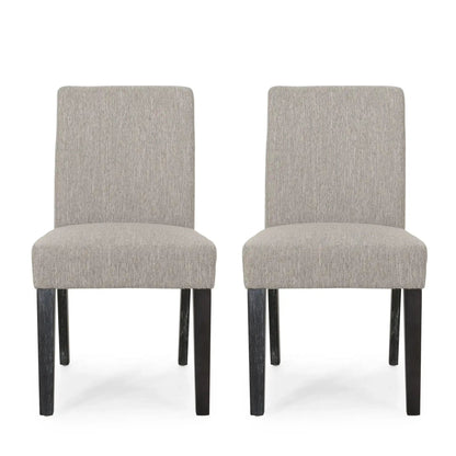Contemporary dining chair with beige upholstered seating and tapered dark legs, set of 2 on Tampa Home & Garden Store