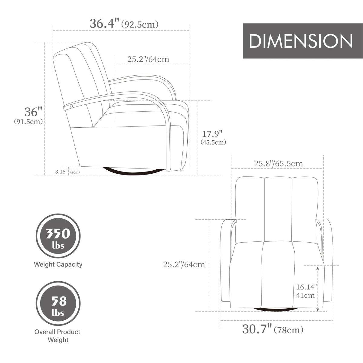 360° Swivel Accent Chair with Armrests by HouseOfZazla in beige or dark gray, chair blueprint on Tampa Home & Garden Store