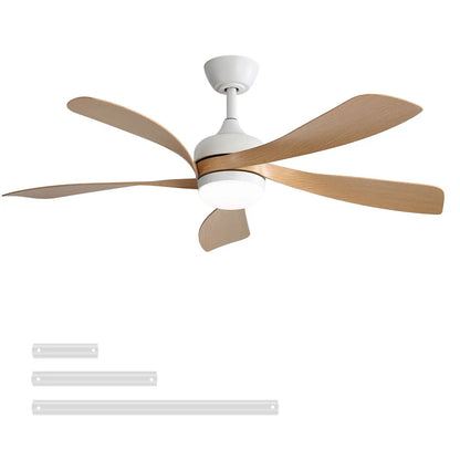 Ceiling fan with integrated light, white DC motor and wood blades by Unique Piece Furniture on Tampa Home & Garden Store