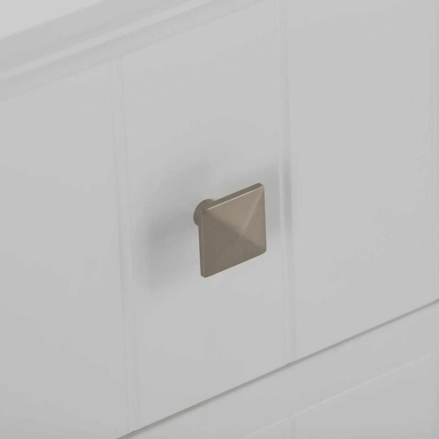 Acadian 4-Drawer Cabinet Pure White on white shiplap wall with brass square hook on Tampa Home & Garden Store