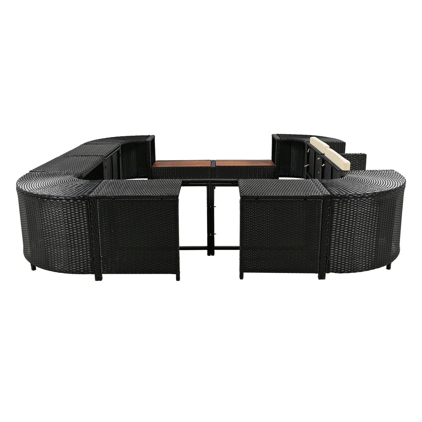 Outdoor Rattan Spa Frame and Modular Storage Seat