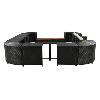 Outdoor Rattan Spa Frame and Modular Storage Seat