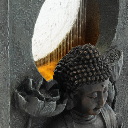 a Serene Outdoor Buddha Resin Waterfall Fountain
