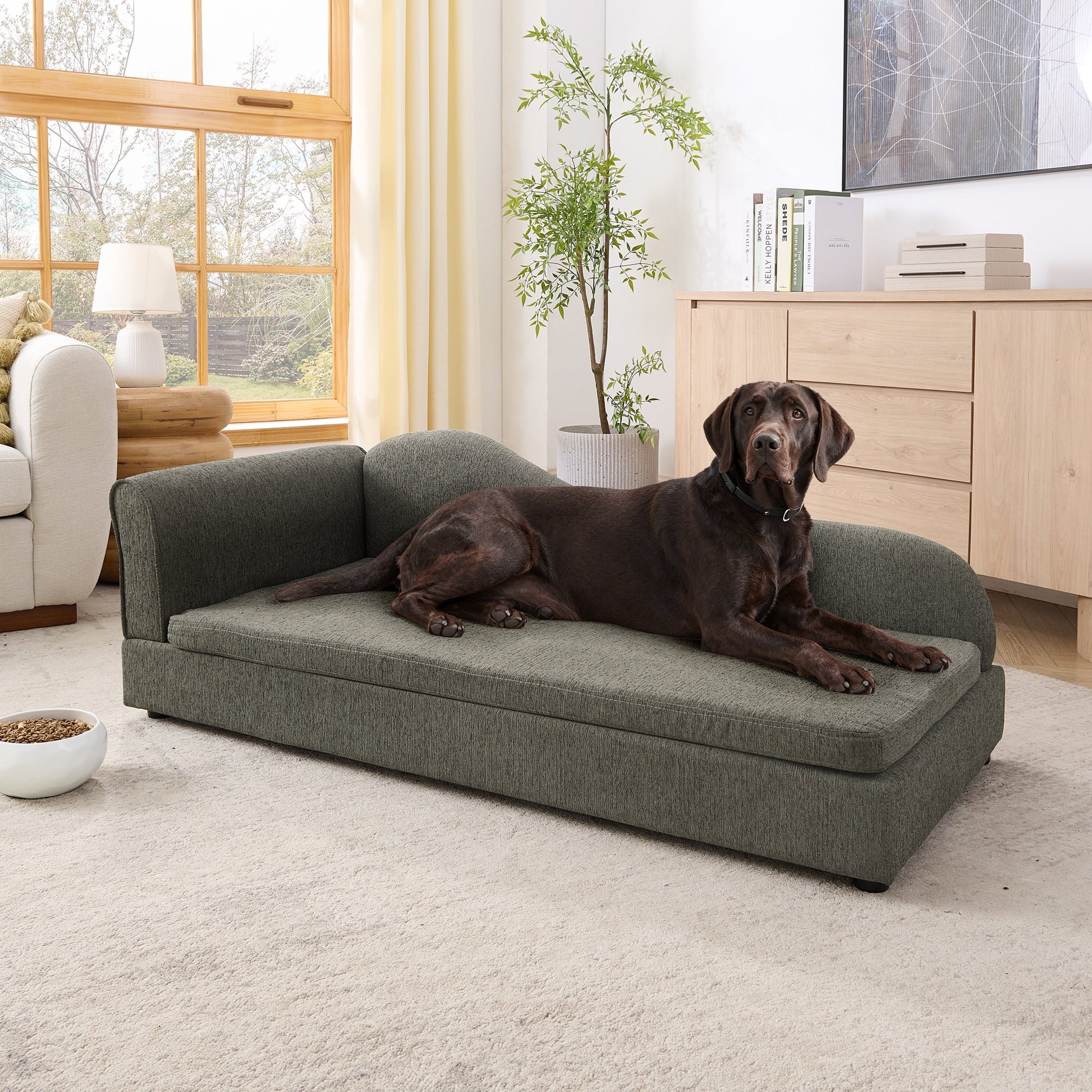 Oversized Pet Sofa by HouseOfZazla in dark gray fabric for medium/large dogs on Tampa Home & Garden Store