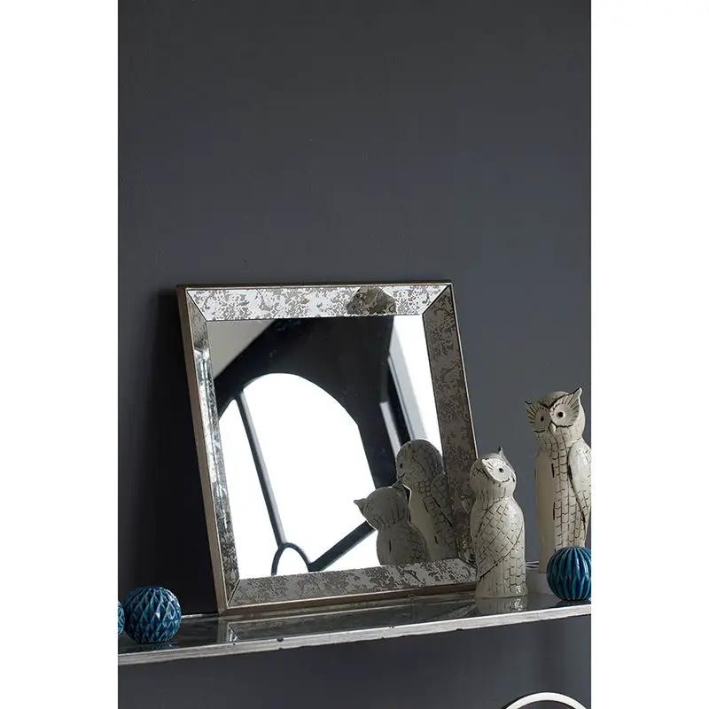 Antique rectangle wall mirror with floral silver frame and tray Unique Piece Furniture on Tampa Home & Garden Store
