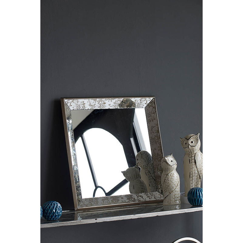Antique Rectangle Mirror with Floral Accents in a distressed silver frame HouseOfZazla on Tampa Home & Garden Store