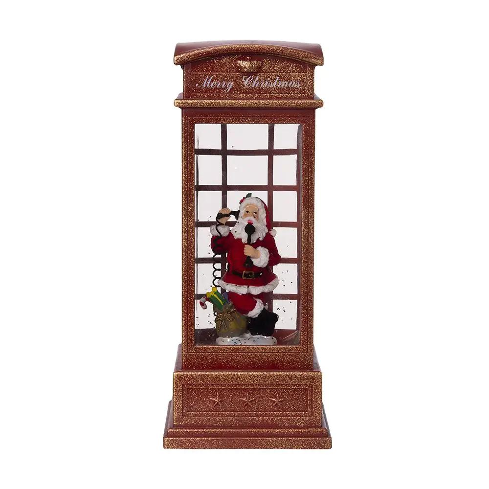 Christmas lighted water spinning phone booth with Santa on phone in red glitter Unique Furniture on Tampa Home & Garden Store