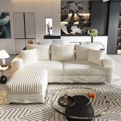 Deep Seat Sofa Bed With Ottoman and Soft Pillows