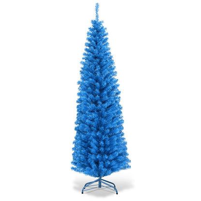 6ft Unlit Artificial Christmas Halloween Pencil Tree Black with Metal Stand-Black