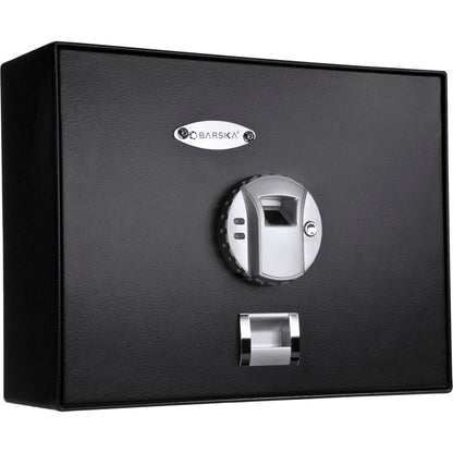Biometric security safe black steel wall cabinet with BARSKA logo and fingerprint reader on Tampa Home & Garden Store